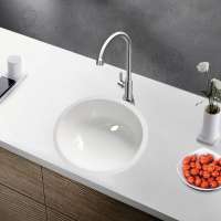 Contemporary Cheap White Acrylic Solid Surface Coated Single Bowl Bathroom Wash Basin